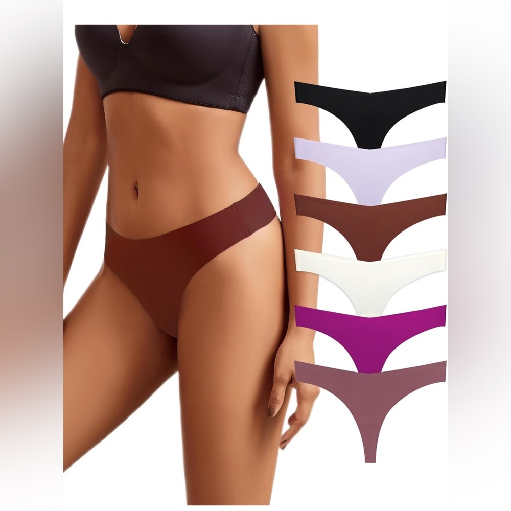 6 Pack Women's Seamless No Show Underwear Thongs